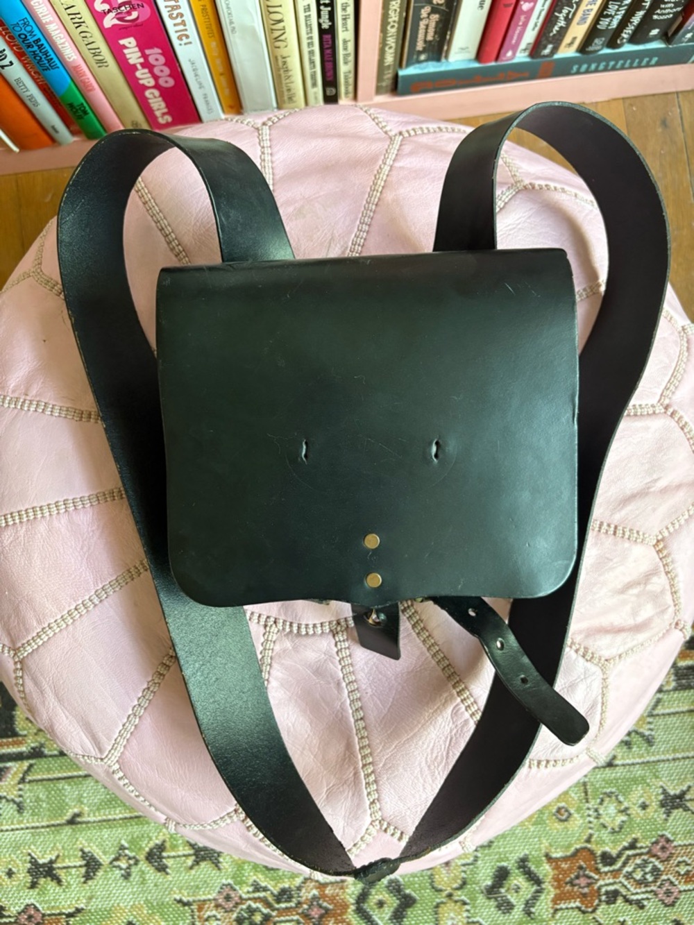 Black Leather Crossbody Camera Bag